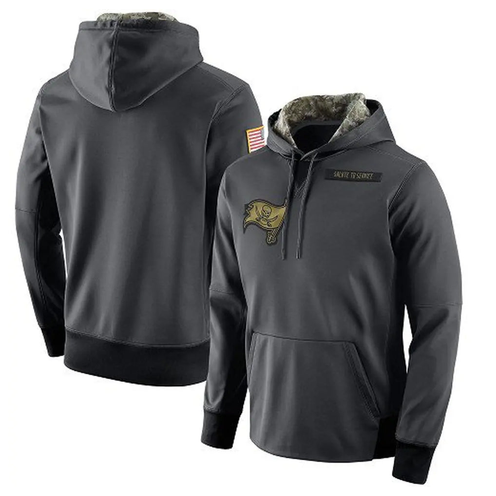 Jdoa TB.Buccaneers  Blank Player Gray Salute to Service Sideline Performance Pullover Hoodies Home Game Stitched Jerseys