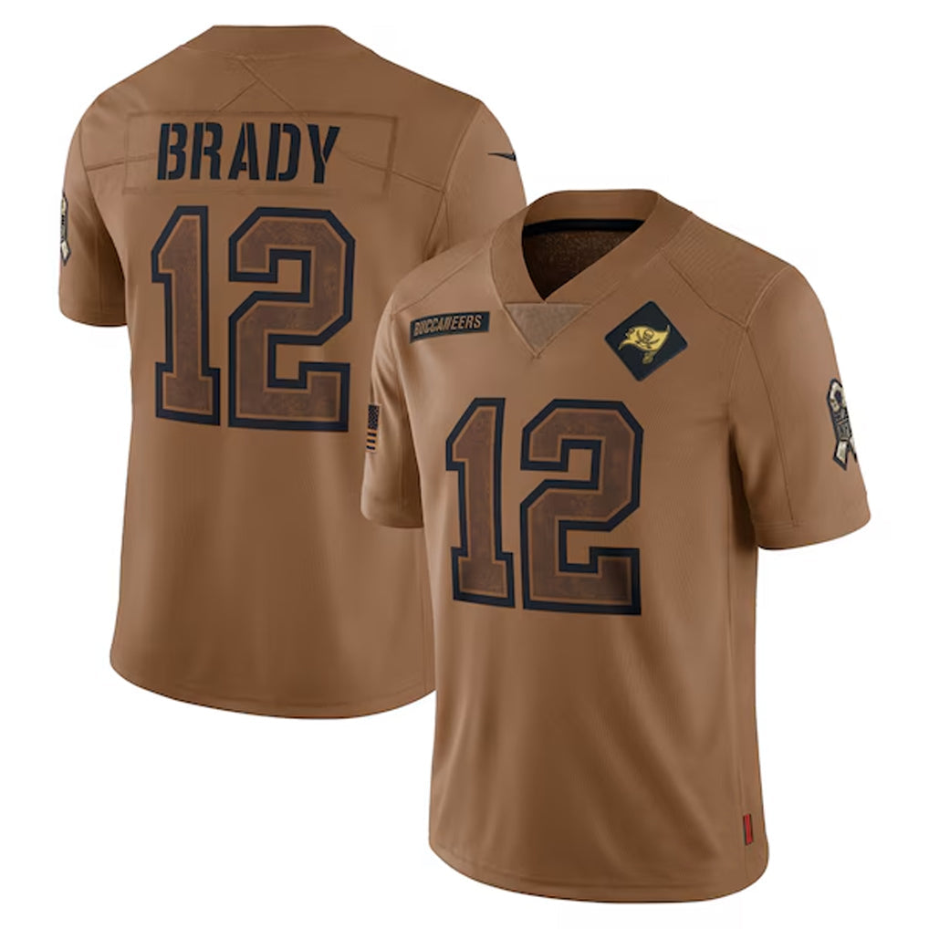 Jdoa TB.Buccaneers #12 Tom Brady Player Brown Salute To Service Limited Stitched Jerseys