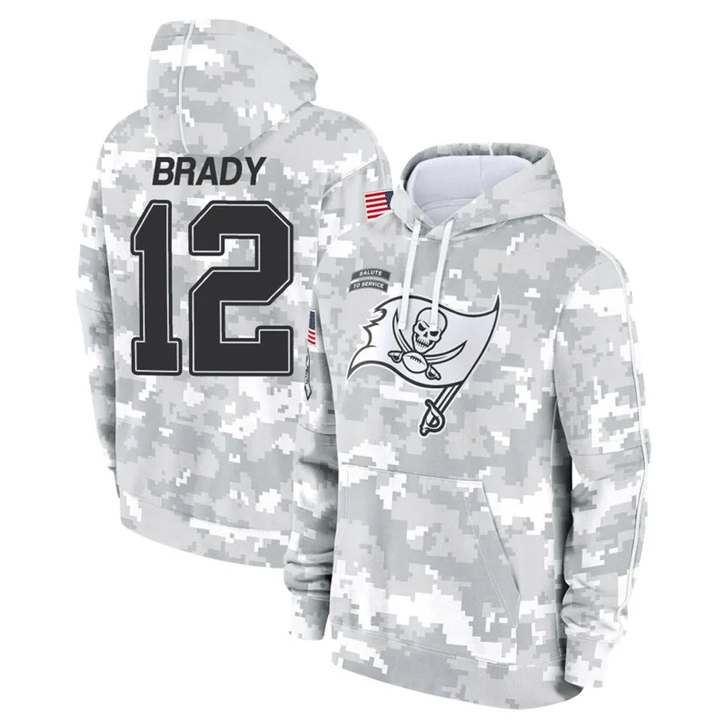 Jdoa TB.Buccaneers #12 Tom Brady Player Salute to Service Hoodies Stitched Jerseys