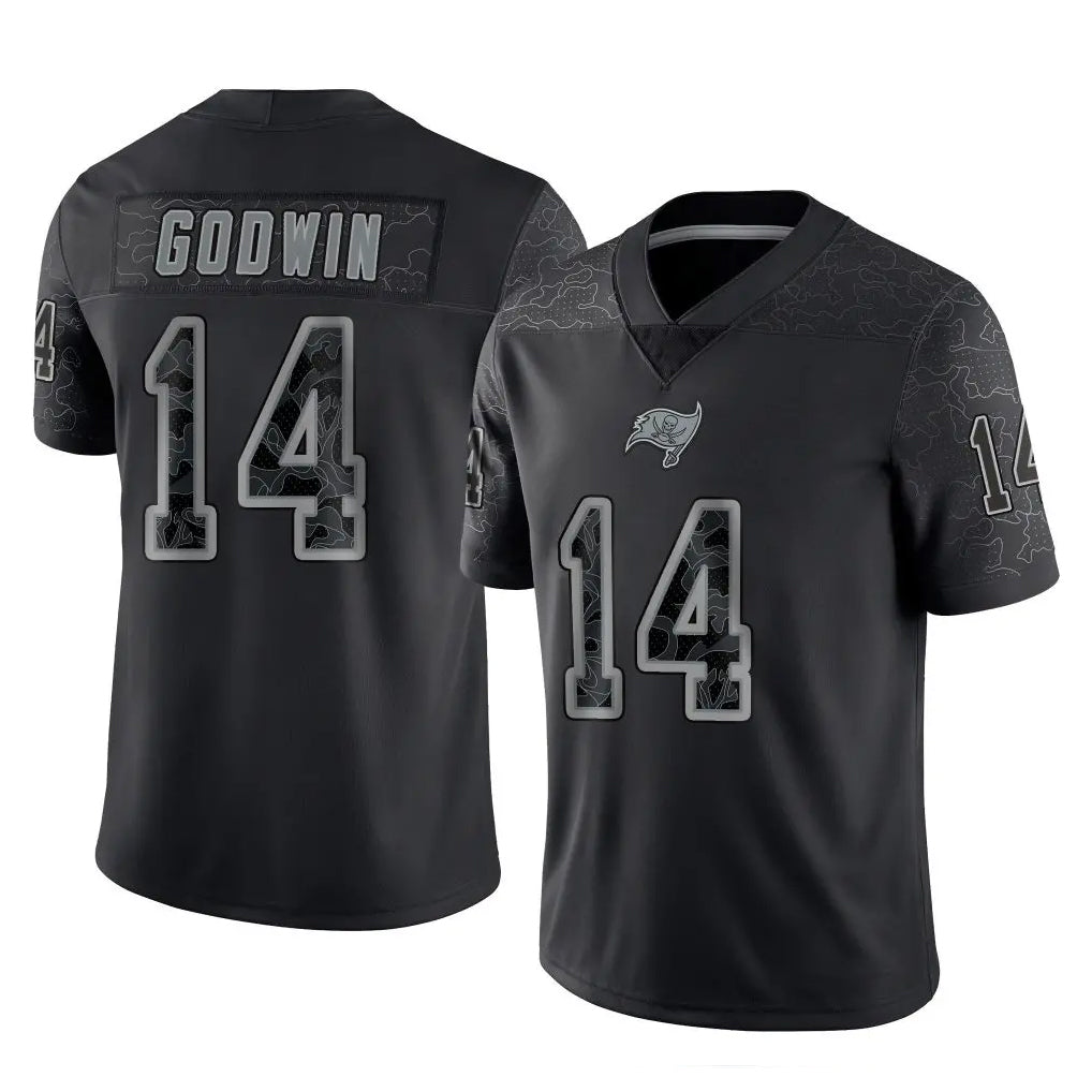 Jdoa TB.Buccaneers #14 Chris Godwin Jr. Player Black Reflective Limited Home Game Stitched Jerseys