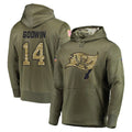 Jdoa TB.Buccaneers #14 Chris Godwin Jr. Player Olive Salute to Service Pullover Hoodie Home Game Stitched Jerseys