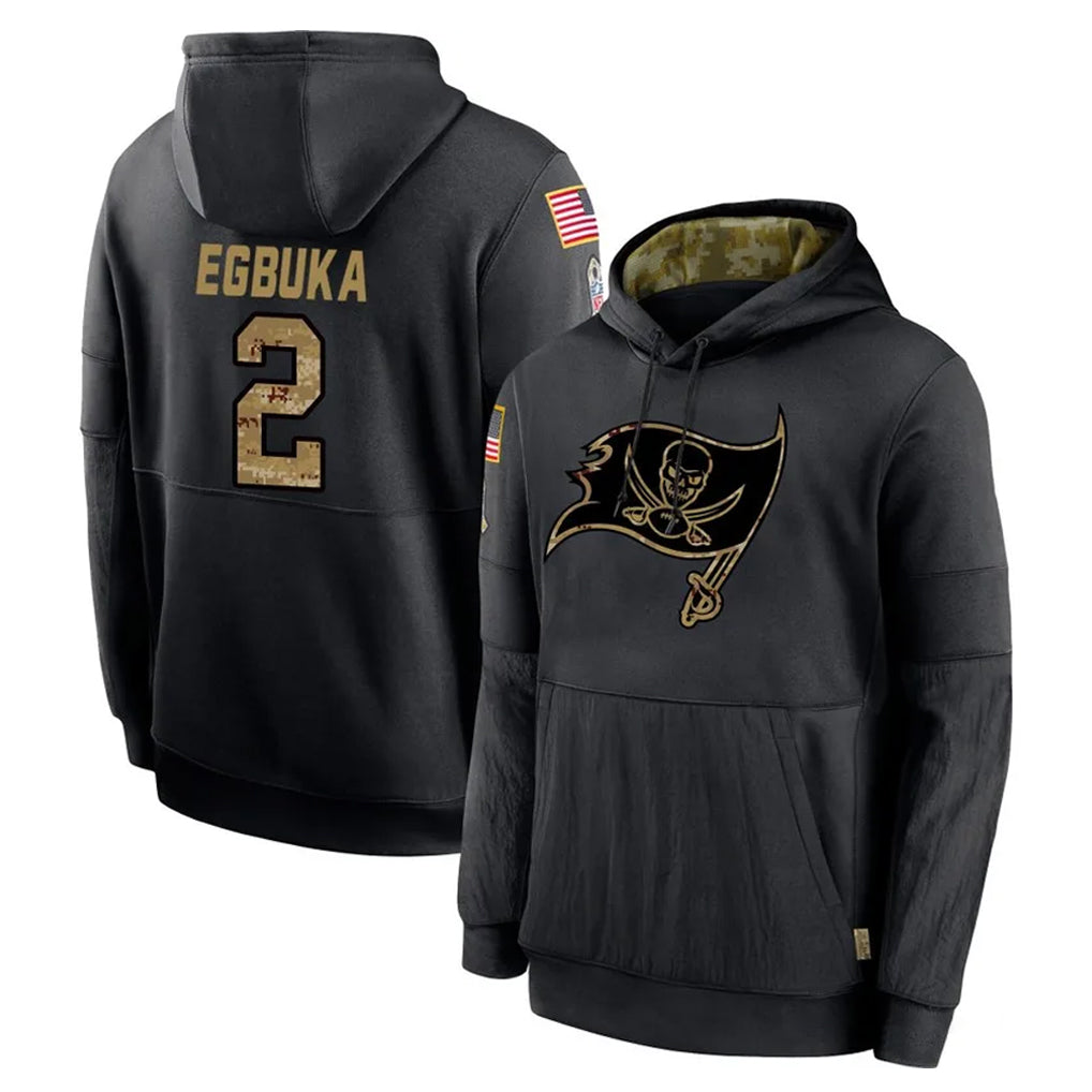 Jdoa TB.Buccaneers #2 Emeka Egbuka Player Black Salute to Service Sideline Performance Pullover Hoodies Home Game Stitched Jerseys