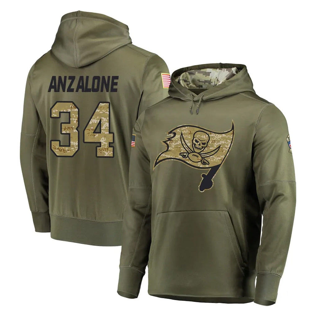 Jdoa TB.Buccaneers #34 Alex Anzalone Player Olive Salute to Service Pullover Hoodie Home Game Stitched Jerseys