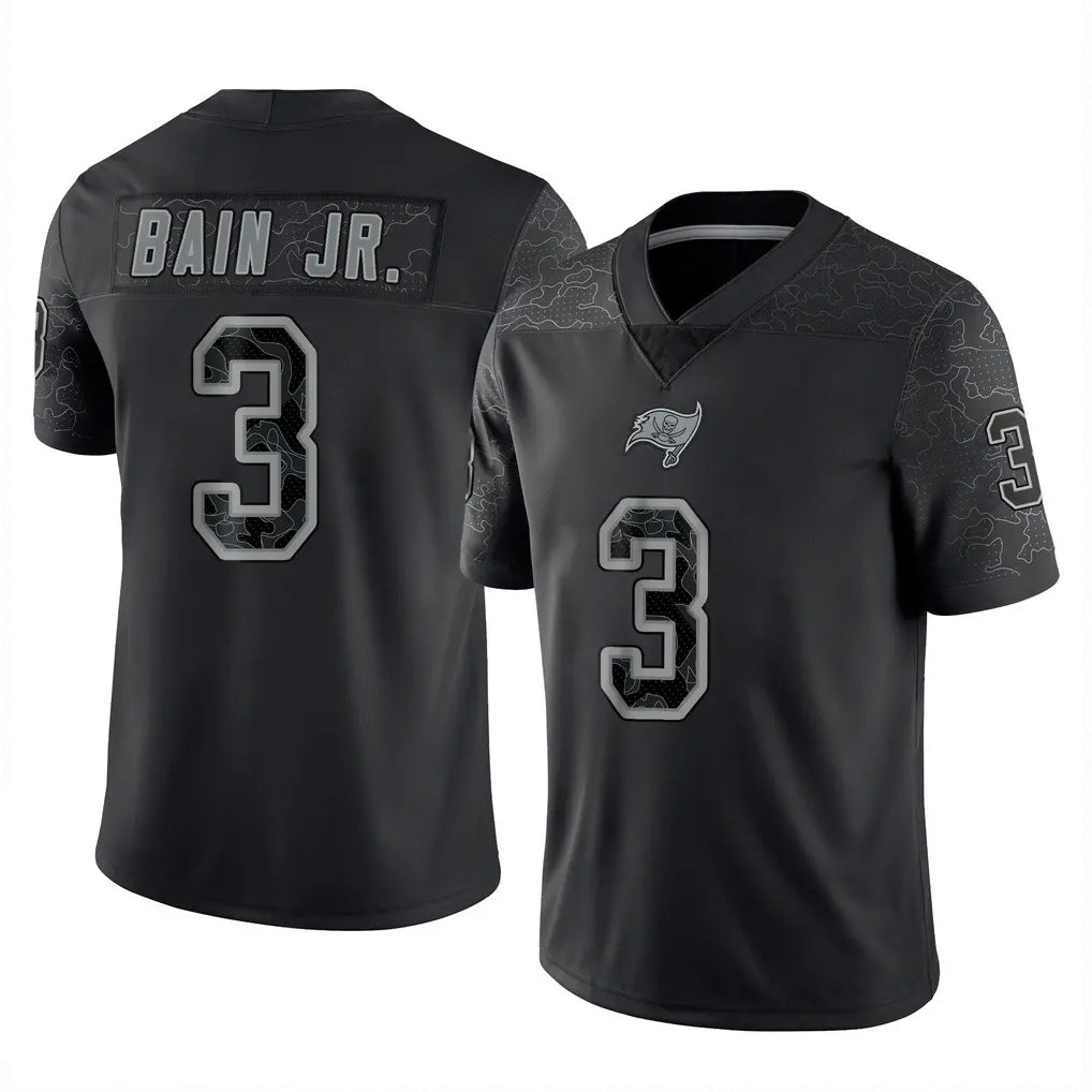 Jdoa TB.Buccaneers #3 Rueben Bain Jr. Player Black Reflective Limited Home Game Stitched Jerseys