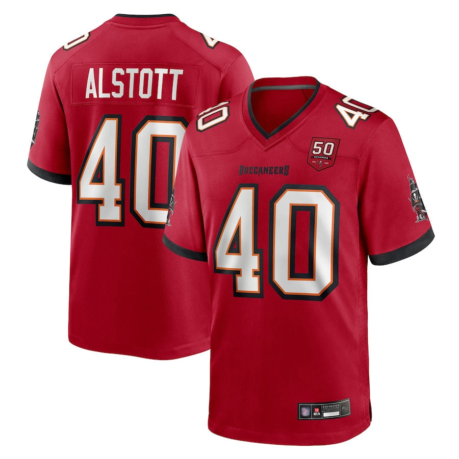 Jdoa TB.Buccaneers #40 Mike Alstott Player Red 50th Anniversary GameStitched Jerseys