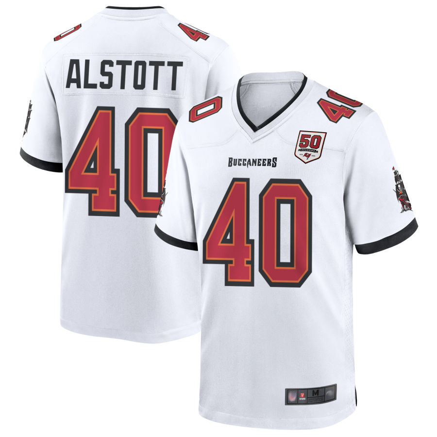 Jdoa TB.Buccaneers #40 Mike Alstott Player White 50th Anniversary Game Stitched Jerseys
