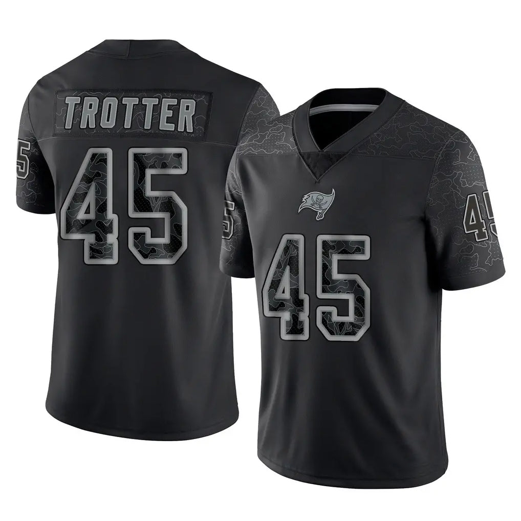 Jdoa TB.Buccaneers #45 Josiah Trotter Player Black Reflective Limited Home Game Stitched Jerseys