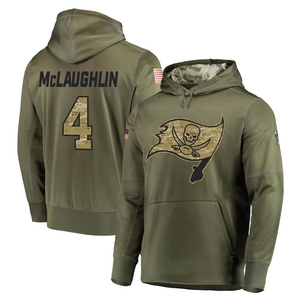 Jdoa TB.Buccaneers #4 Chase McLaughlin Player Olive Salute to Service Pullover Hoodie Home Game Stitched Jerseys