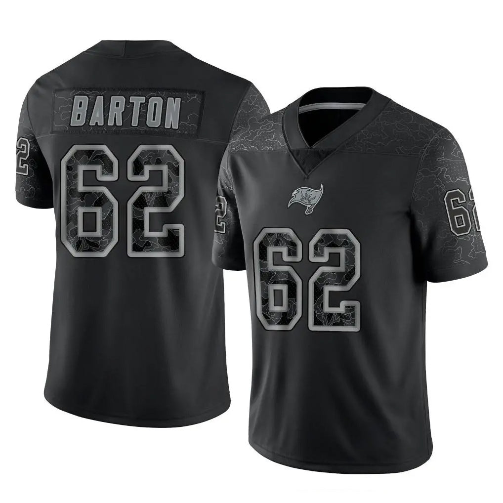 Jdoa TB.Buccaneers #62 Graham Barton Player Black Reflective Limited Home Game Stitched Jerseys