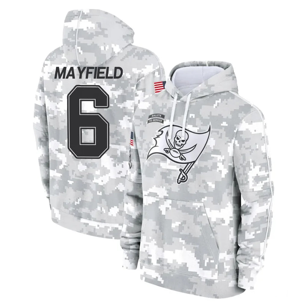 Jdoa TB.Buccaneers #6 Baker Mayfield Player Arctic Camo Limited Salute to Service Pullover Hoodies Game Stitched Jerseys