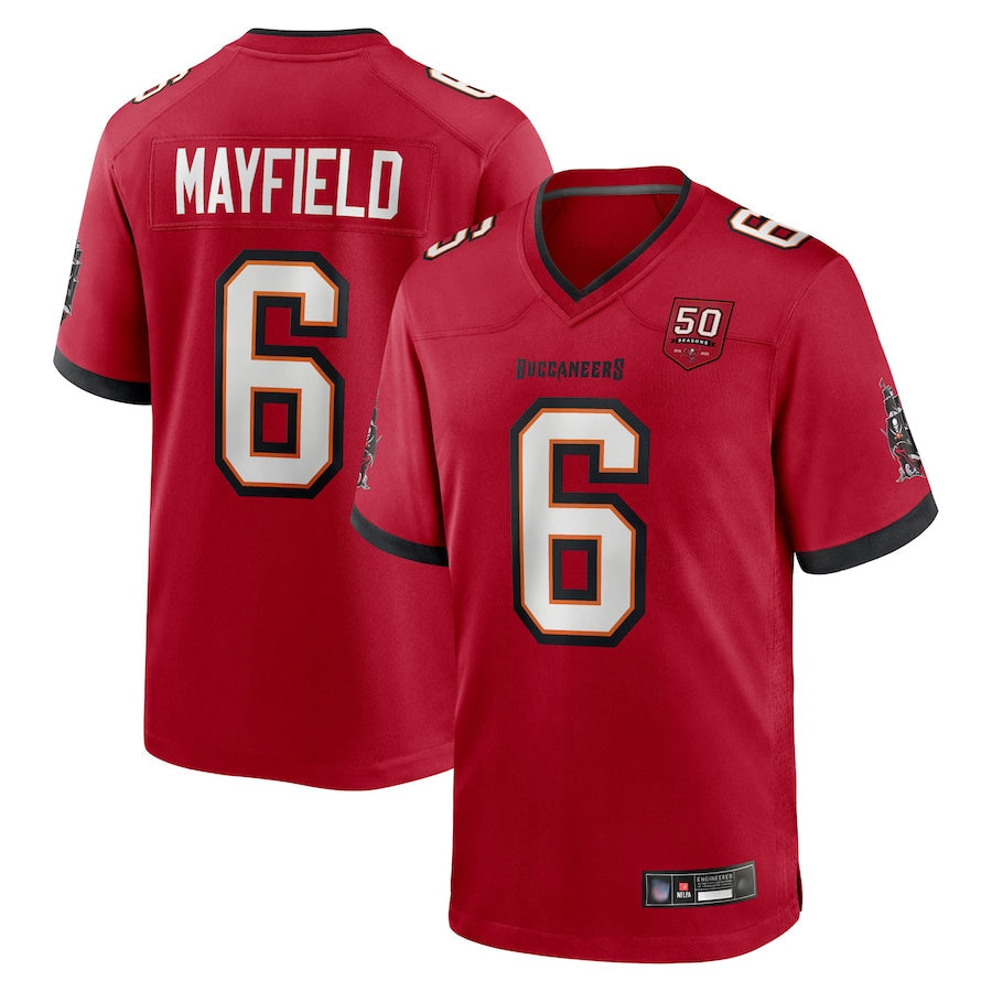 Jdoa TB.Buccaneers #6 Baker Mayfield Player Red 50th Anniversary Game Stitched Jerseys