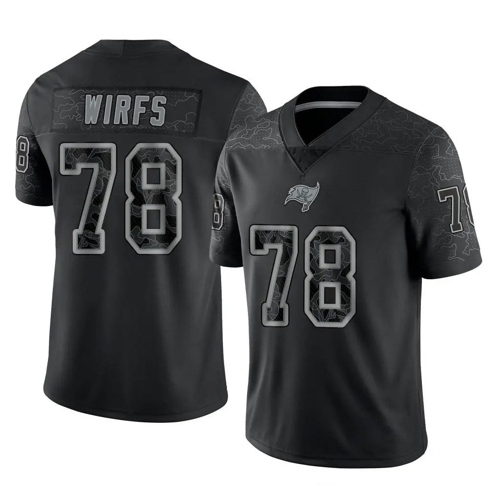 Jdoa TB.Buccaneers #78 Tristan Wirfs Player Black Reflective Limited Home Game Stitched Jerseys