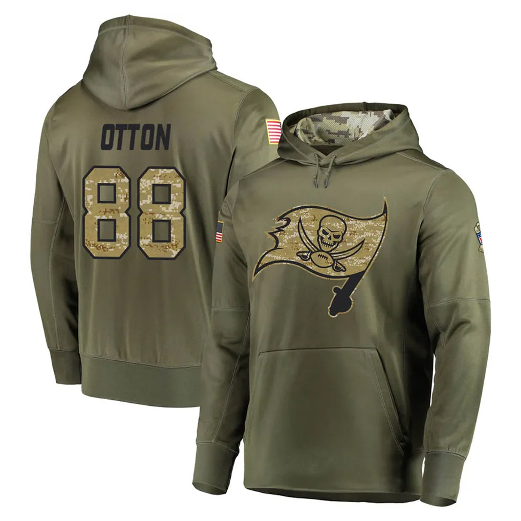 Jdoa TB.Buccaneers #88 Cade Otton Player Olive Salute to Service Pullover Hoodie Home Game Stitched Jerseys