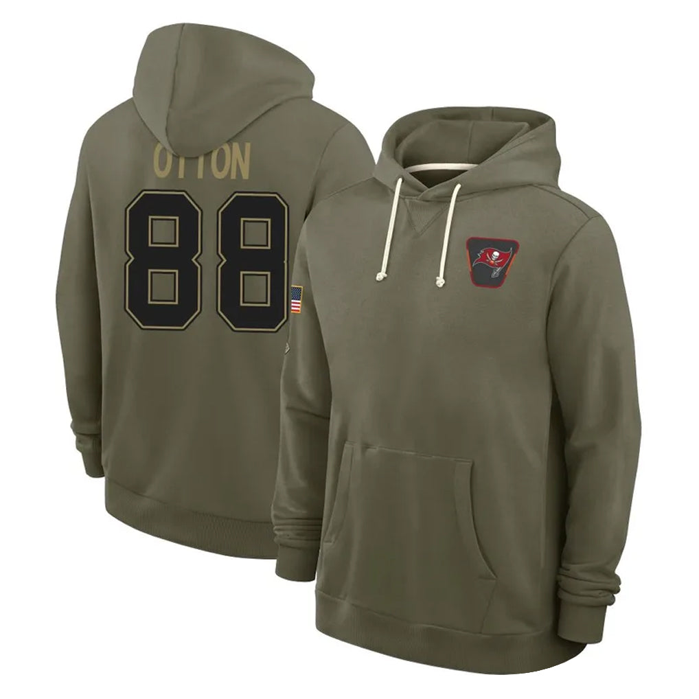 Jdoa TB.Buccaneers #88 Cade Otton Player Olive Salute to Service Pullover Hoodies Limited Stitched Jerseys