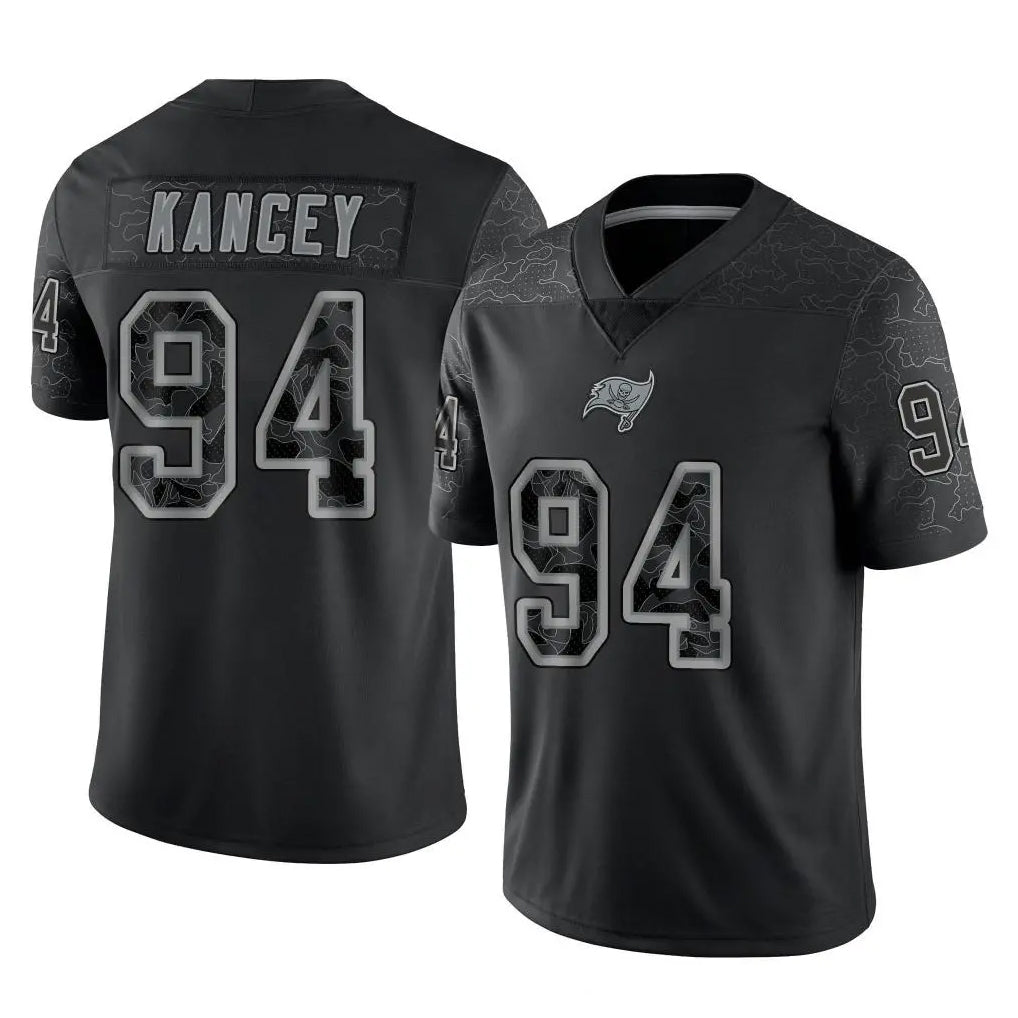 Jdoa TB.Buccaneers #94 Calijah Kancey Player Black Reflective Limited Home Game Stitched Jerseys