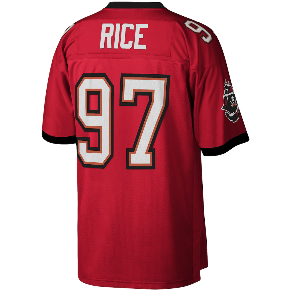 Jdoa TB.Buccaneers #97 Simeon Rice Mitchell & Ness Red Legacy Replica Stitched Puhic Jersey