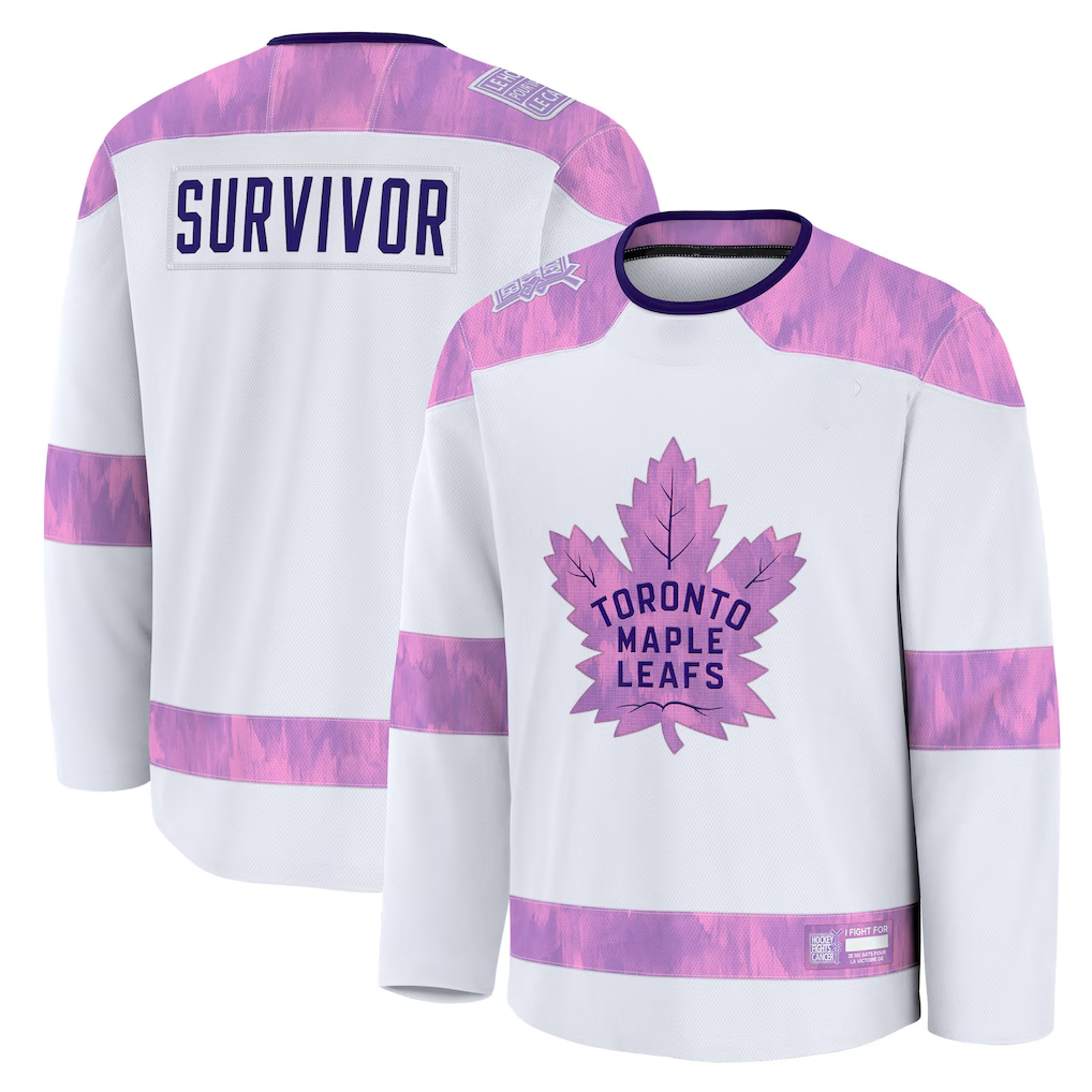 Jdoa T.Maple Leafs White Hockey Fights Cancer Survivor Practice Jerseys