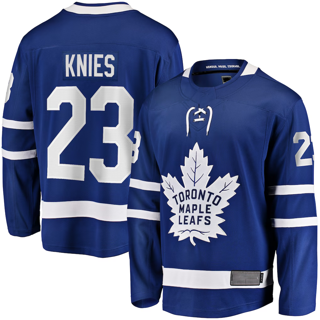 Jdoa T.Maple Leafs #23 Matthew Knies Blue Home Premier Breakaway Player Jerseys