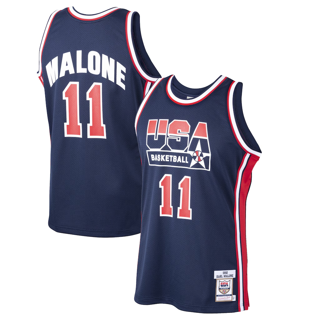 Jdoa U.Jazz #11 Karl Malone Mitchell & Ness Navy 1992 Dream Team Authentic Jerseys