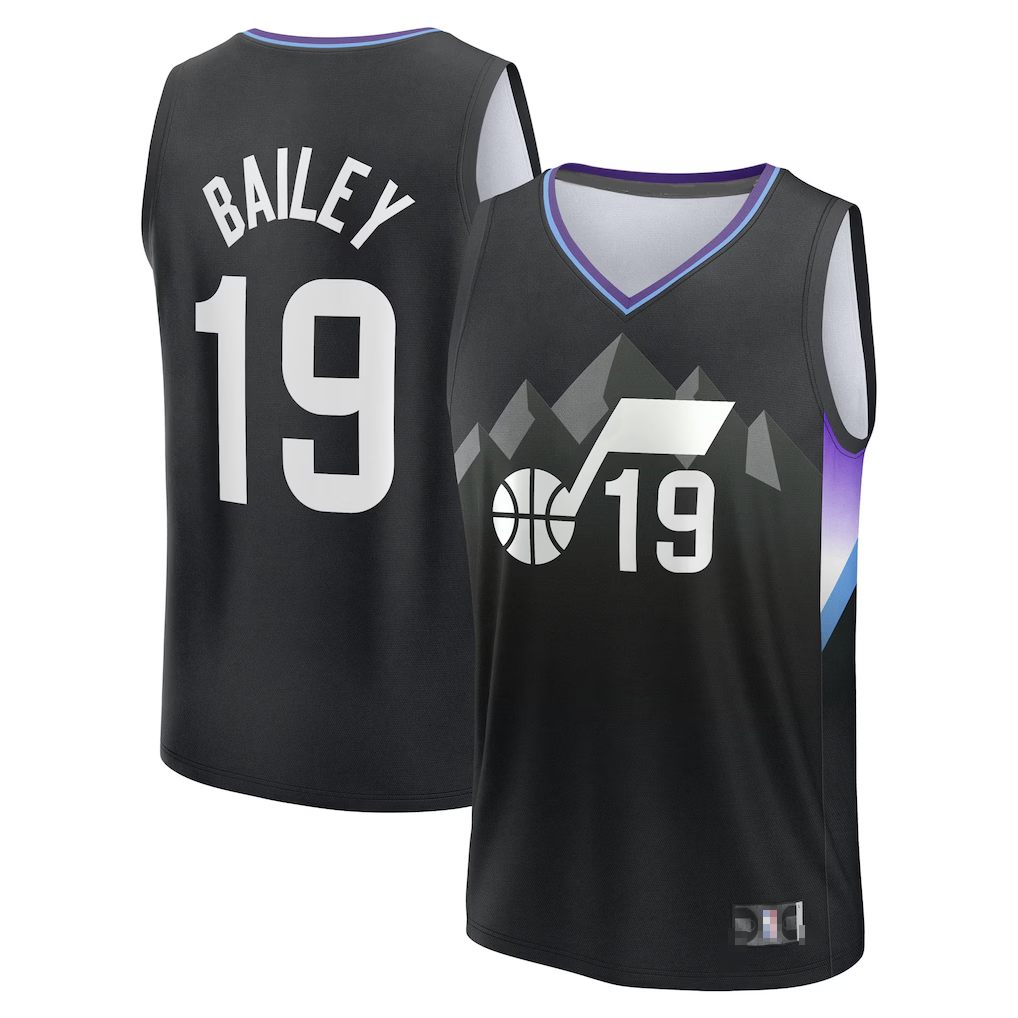 Jdoa U.Jazz #19 Ace Bailey Fanatics Black 2025 Draft First Round Pick Fast Break Replica Jerseys - Statement Edition
