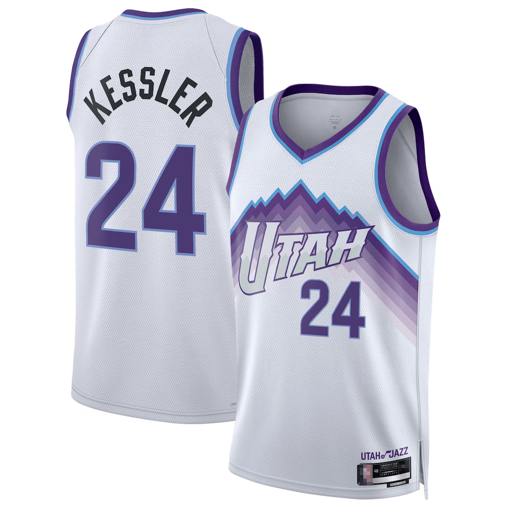 Jdoa U.Jazz #24 Walker Kessler White Swingman Jerseys - Association Editio