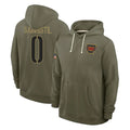 Jdoa W.Commanders #0 Mike Sainristil Player Olive Salute to Service Pullover Hoodies Limited Home Stitched Jerseys