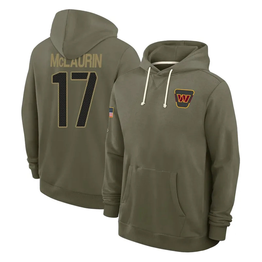 Jdoa W.Commanders #17 Terry Mclaurin Player Olive Salute to Service Pullover Hoodies Limited Home Stitched Jerseys