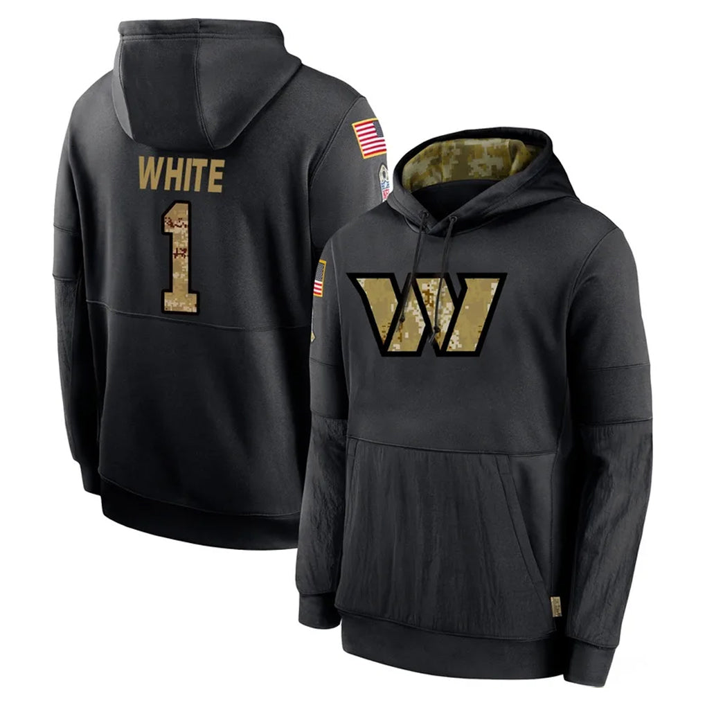Jdoa W.Commanders #1 Rachaad White Player Black Salute to Service Performance Pullover Hoodies Home Game Stitched Jerseys