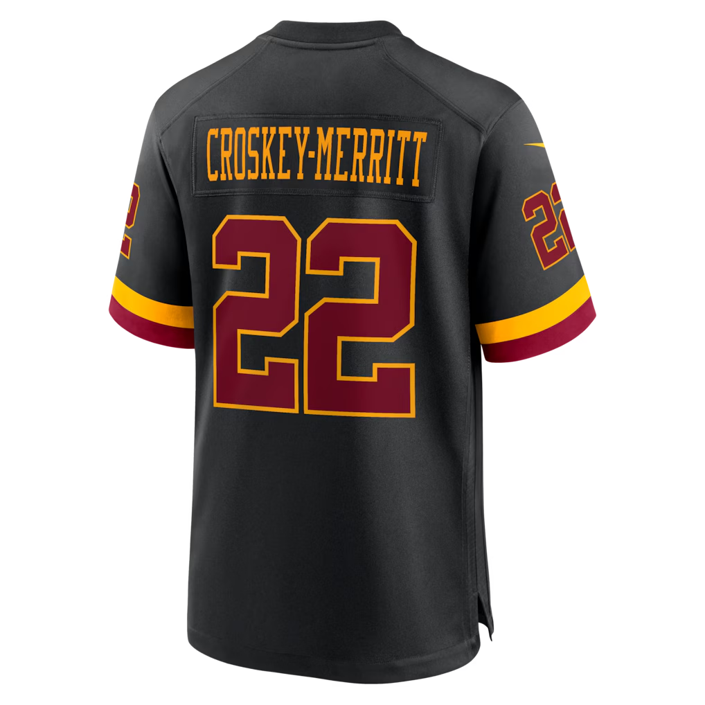 Jdoa W.Commanders #22 Jacory Croskey-Merritt Black Hail Raiser Alternate Game Stitched Jerseys
