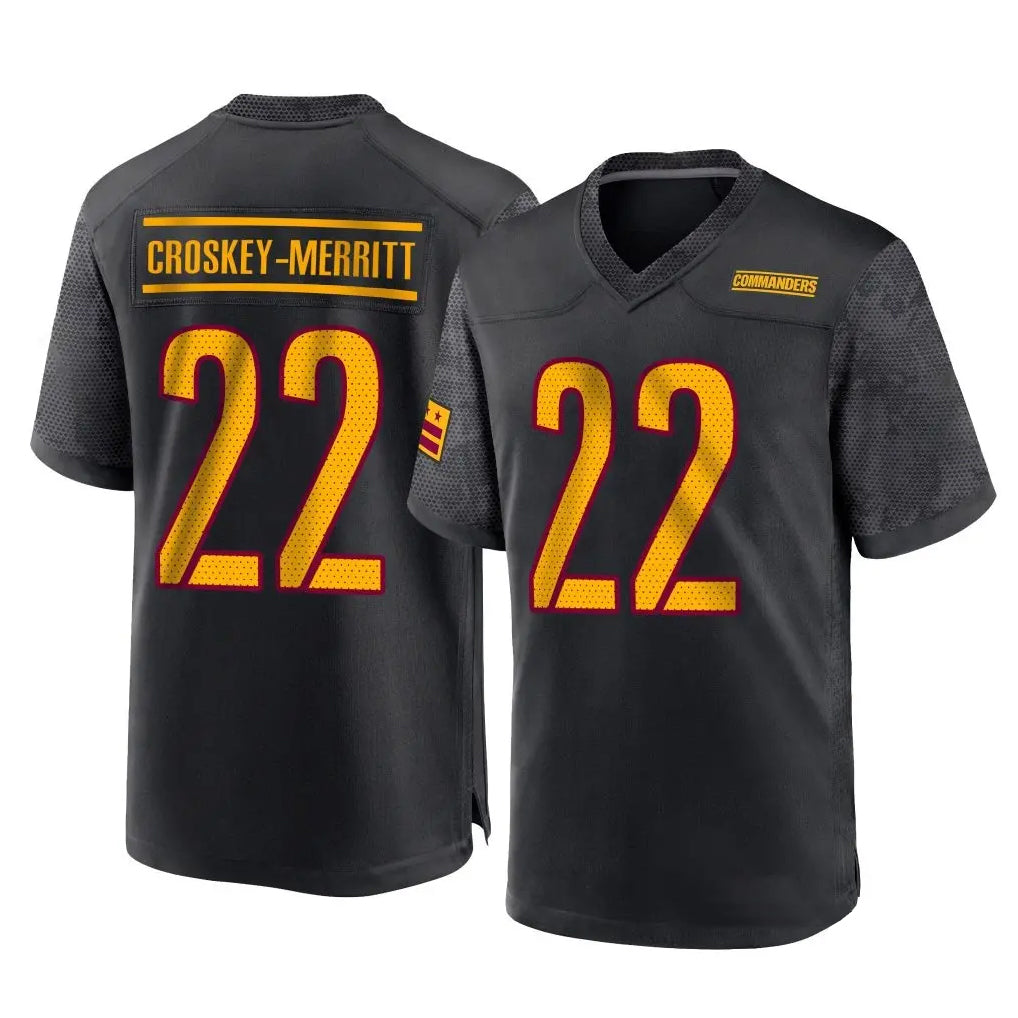 Jdoa W.Commanders #22 Jacory Croskey-Merritt Player Black Home Game Stitched Jerseys