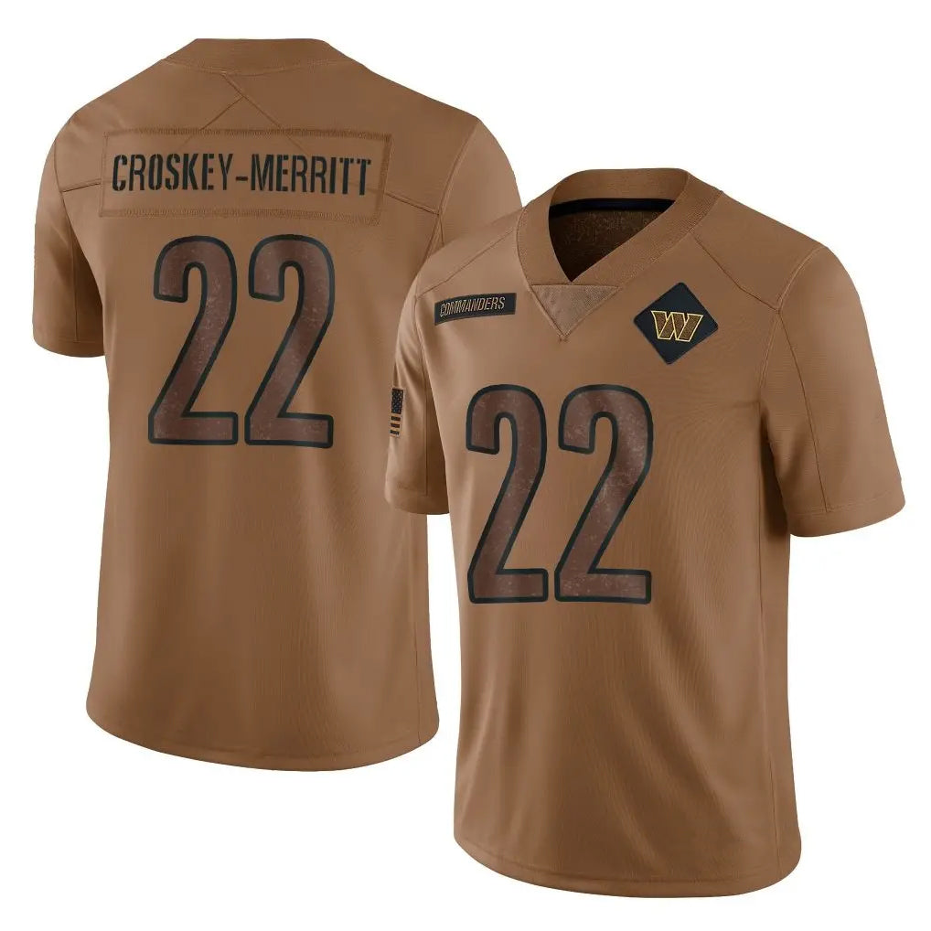 Jdoa W.Commanders #22 Jacory Croskey-Merritt Player Brown Salute To Service Limited Stitched Jerseys