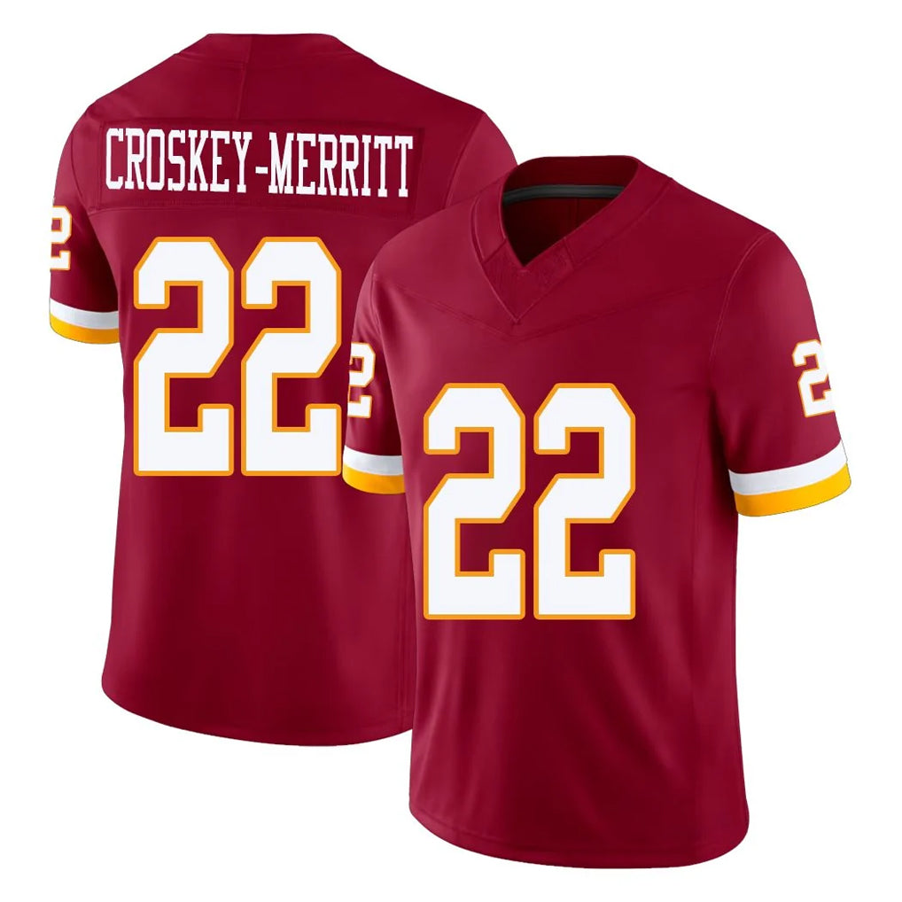 Jdoa W.Commanders #22 Jacory Croskey-Merritt Player Burgundy Limited Team Vapor F.U.S.E. Home Game Stitched Jerseys