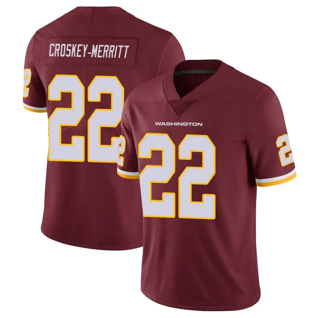 Jdoa W.Commanders #22 Jacory Croskey-Merritt Player Burgundy Vapor Limited Stitched Jerseys
