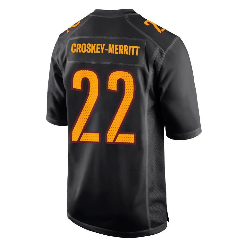 Jdoa W.Commanders #22 Jacory Croskey-Merritt Player Carbon Black Fashion Game Stitched Jerseys