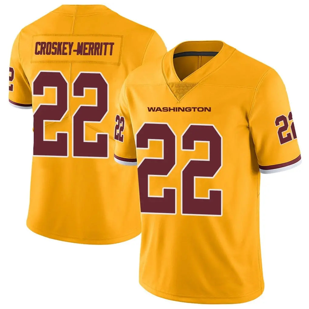 Jdoa W.Commanders #22 Jacory Croskey-Merritt Player Gold Vapor Limited Stitched Jerseys