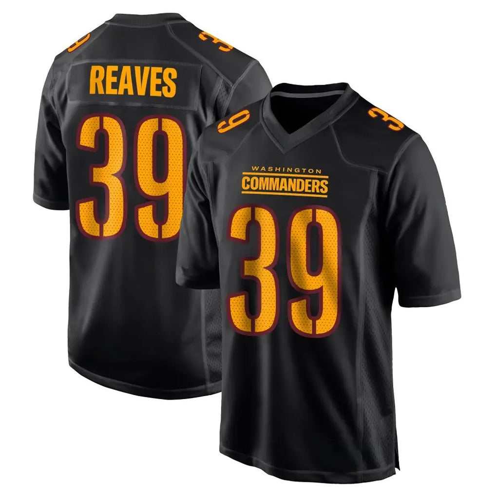 Jdoa W.Commanders #39 Jeremy Reaves Player Black Carbon Fashion Home Game Stitched Jerseys