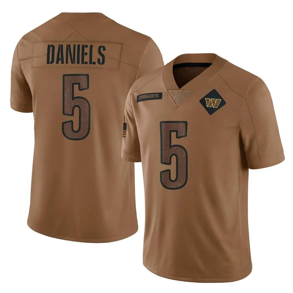 Jdoa W.Commanders #5 Jayden Daniels Player Brown Limited Salute To Service Home Game Stitched Jerseys