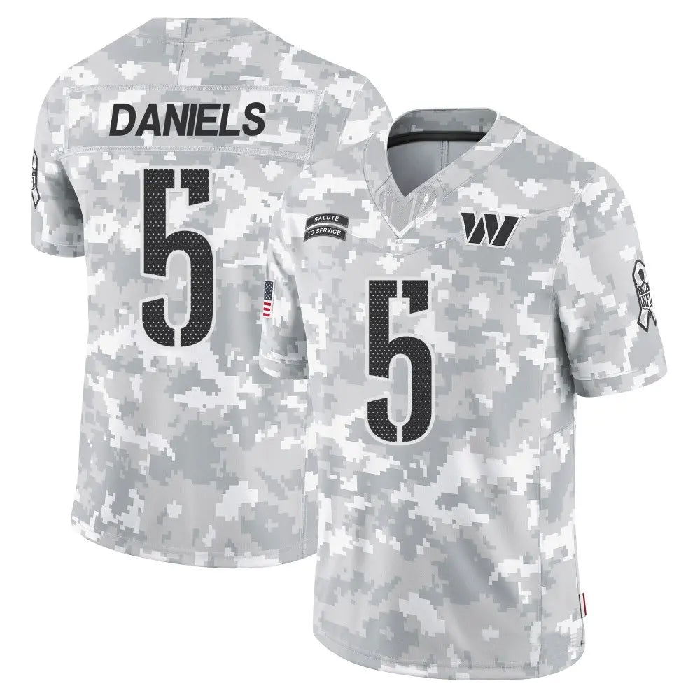 Jdoa W.Commanders #5 Jayden Daniels Player Limited Arctic Camo Salute to Service Stitched Jerseys