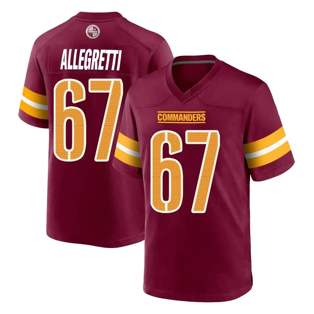 Jdoa W.Commanders #67 Nick Allegretti Player Burgundy Home Game Stitched Jerseys