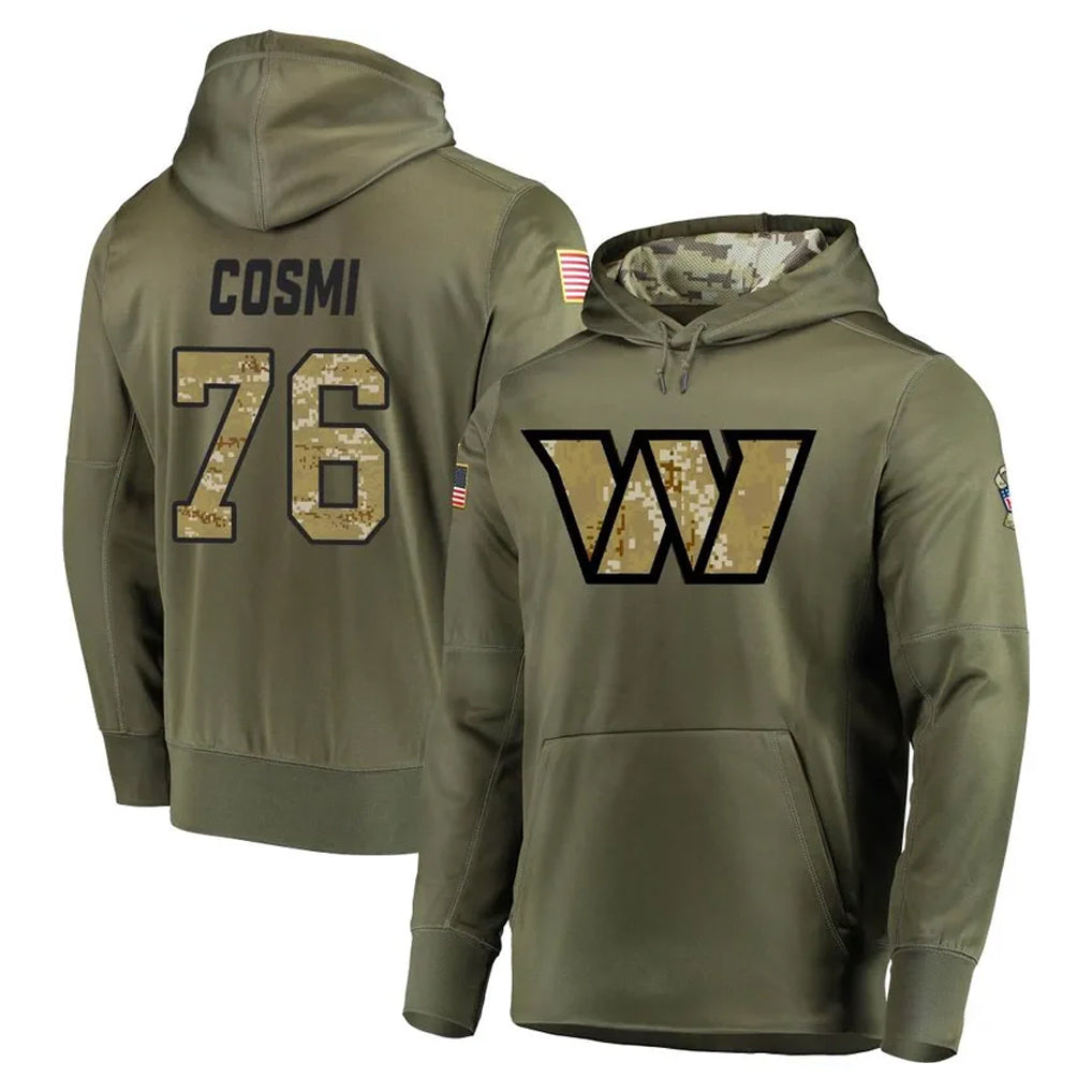Jdoa W.Commanders #76 Sam Cosmi Player Olive Salute to Service Pullover Hoodie Limited Home Game Stitched Jerseys