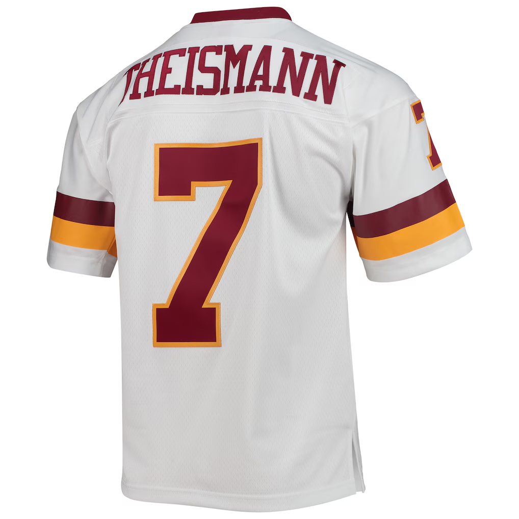 Jdoa W.Commanders #7 Joe Theismann Mitchell & Ness White Legacy Replica Stitched Puhic Jersey