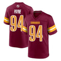 Jdoa W.Commanders #94 Daron Payne Player Burgundy Home Game Stitched Jerseys