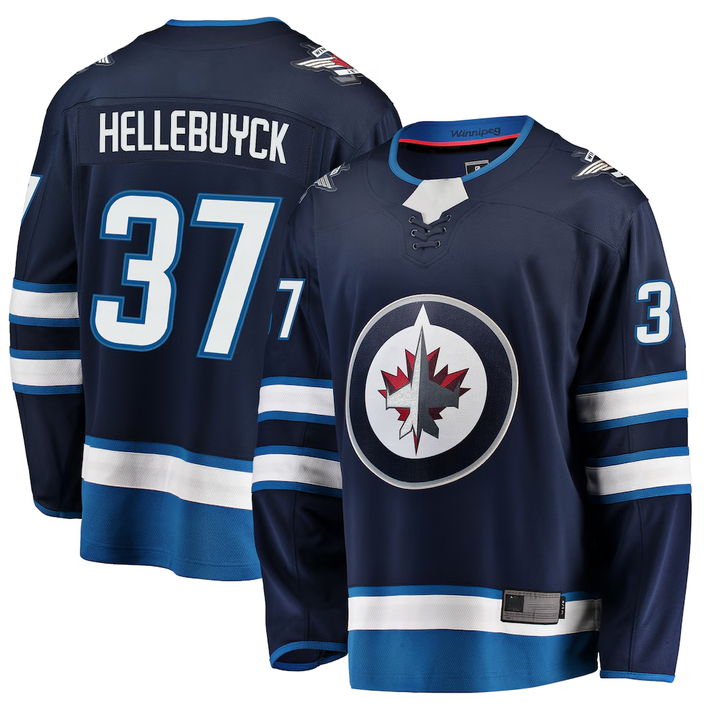 Jdoa W.Jets #37 Connor Hellebuyck Navy Breakaway Replica Jerseys