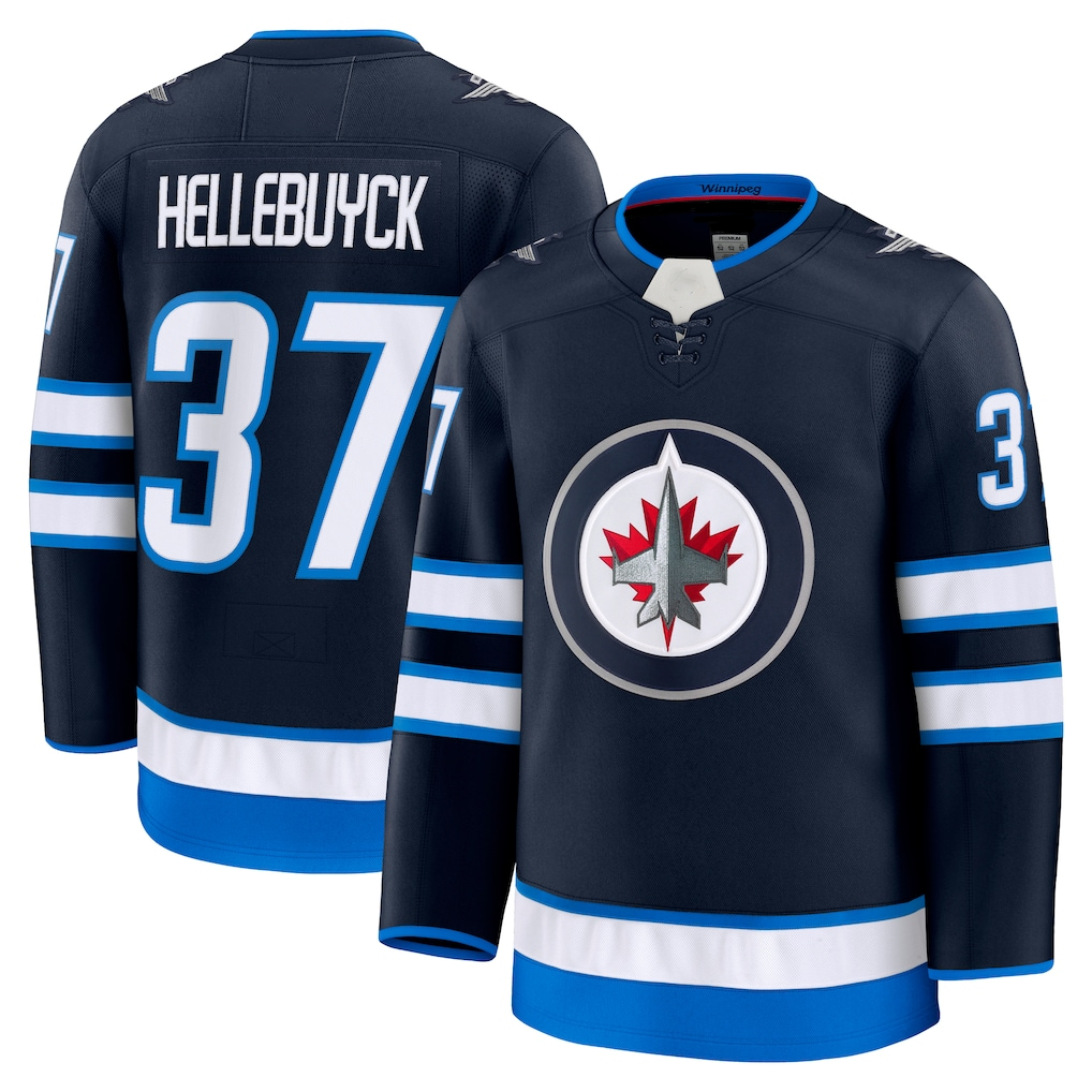 Jdoa W.Jets #37 Connor Hellebuyck Navy Home Premium Jerseys