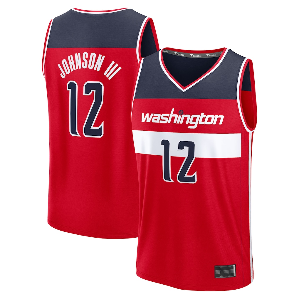 Jdoa W.Wizards #12 Tre Johnson III Red 2025  Draft First Round Pick Fast Break Replica Jerseys - Icon Edition