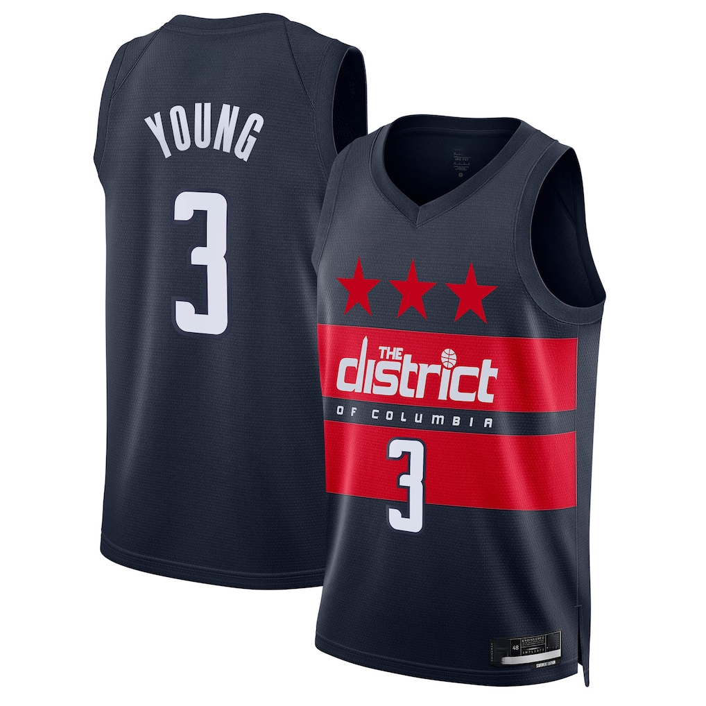 Jdoa W.Wizards #3 Trae Young Navy Swingman Jerseys - Statement Edition
