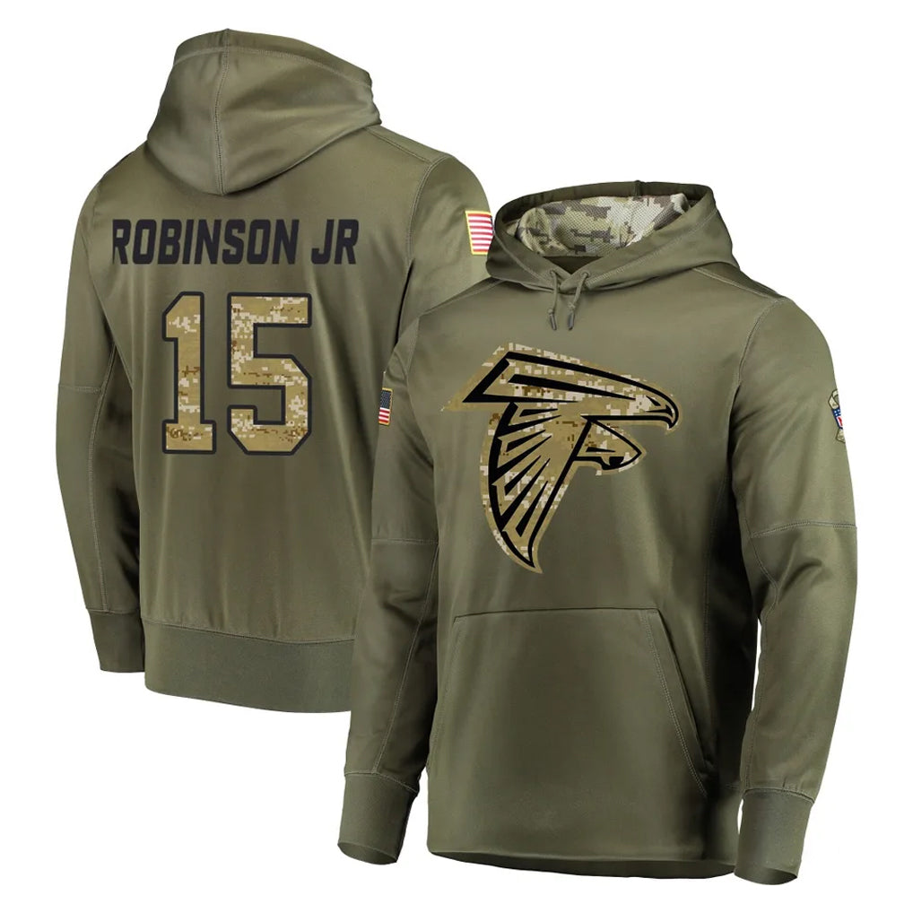 A.Falcons #15 Brian Robinson Player Olive Salute to Service Hoodies Jdoa Stitched Jerseys