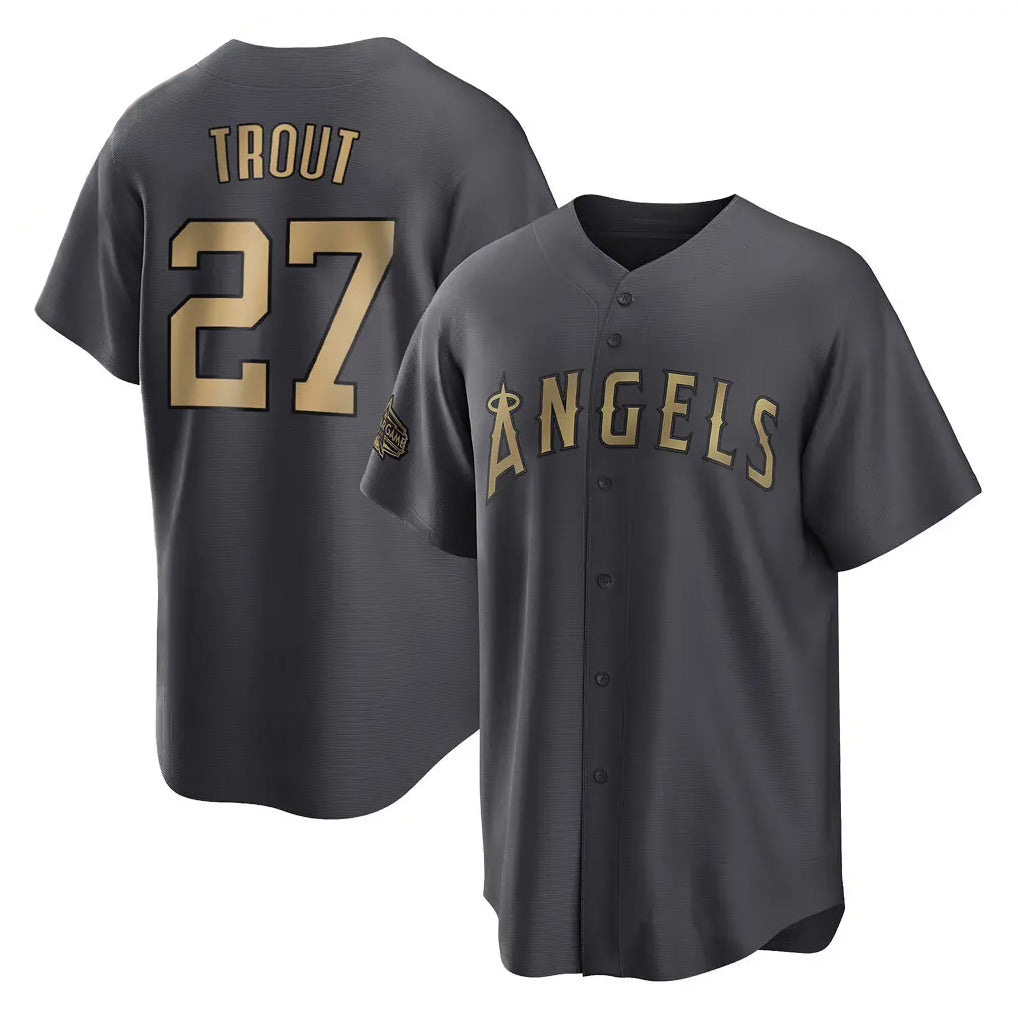 LA.Angels #27 Mike Trout Player Charcoal Game All-Star Jdoa Stitched Jerseys