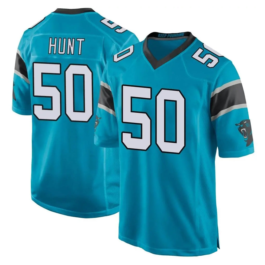 C.Panthers #50 Robert Hunt Player Blue Game Jdoa Stitched Jerseys