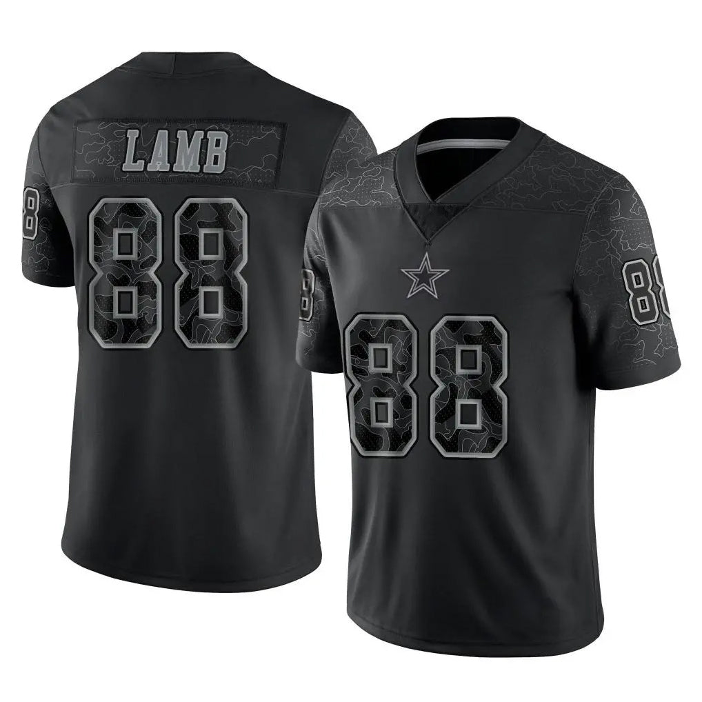 D.Cowboys #88 CeeDee Lamb Player Black Limited Reflective Home Game Jdoa Stitched Jerseys